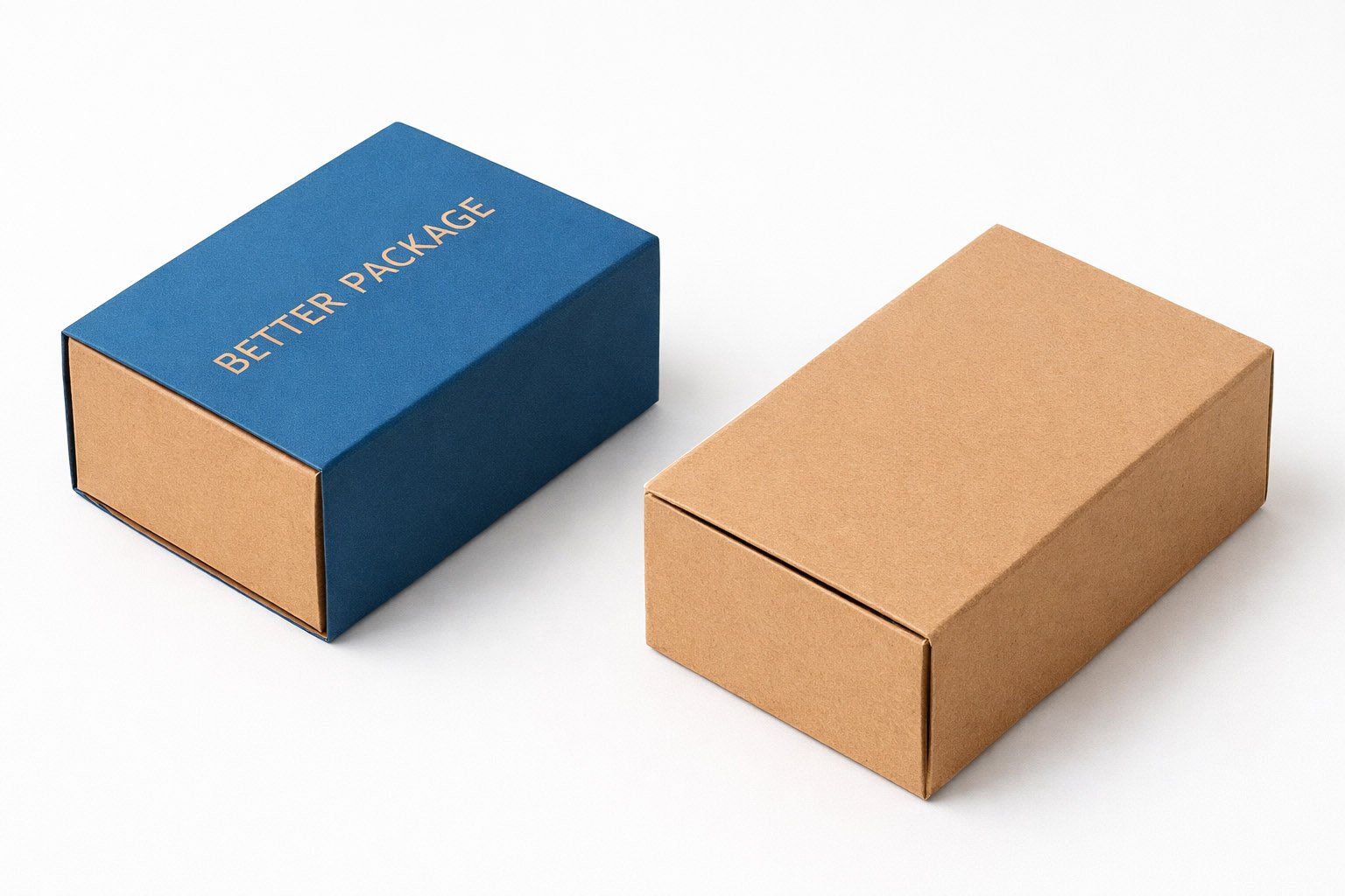 Blue printed folding carton and natural kraft folding carton