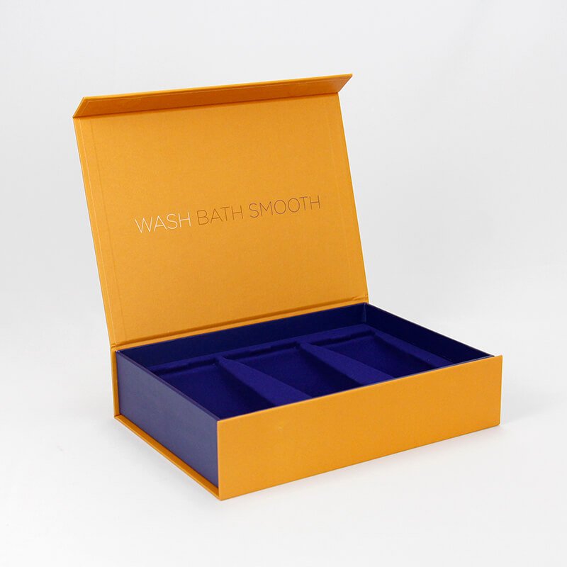 Open premium rigid gift box with a fitted insert